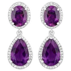 It comes with the Gemological Appraisal by GIA GG/AJP All Gemstones are Natural 4 Amethysts = 8.30 Carats 28 Round Diamonds = 0.15 Carats Metal: Rhodium Plated Sterling Silver Dimensions: 29 x 11 mm Purple Gemstone Chandelier Drop Earrings, Purple Multi-stone Teardrop Earrings, Luxury Purple Multi-stone Earrings, Earring Video, Purple Multi-stone Dangle Jewelry, Luxury Gemstone-accented Chandelier Drop Earrings, Love Ring, Modern Earrings, Gold Jewelry Fashion