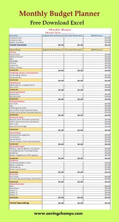 the free printable budget planner is shown in green and yellow with text that reads,