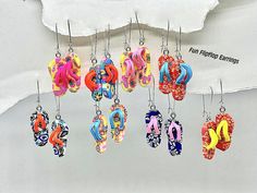 Fun flipflop Earrings.  Summer Earrings dangle and drop for wonderful movement when worn. Colorful, fun, beachy, great for casual or dress.  Purchase more than one pair at this great price. Flipflops are removable from ear wire so ear wires can be worn with other Hoola dangles and charms. If you want more than one look, order the second pair as Hoola only since you will already have the ear wire. Summer Vacation Earrings With Ear Wire, Summer Vacation Ear Wire Earrings, Trendy Multicolor Earrings For Vacation, Multicolor Summer Jewelry, Fun Multicolor Earrings For Vacation, Multicolor Fun Earrings For Vacation, Fun Multicolor Earrings For Summer, Colorful Fun Summer Earrings, Fun Multicolor Summer Earrings