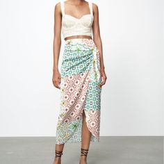 Size: L New With Tags Zara Maxi Skirt For Summer Day Out, Chic Multicolor Maxi Skirt For Beach, Zara Long Skirt For Vacation, Chic Multicolor Maxi Skirt For Day Out, Zara Summer Skirt For Vacation, Zara Midi Skirt For Beach, Zara Flowy Beach Skirt, Zara Long Skirt For Beach, Zara Long Skirt For The Beach