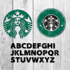 the alphabet and numbers are made out of cutout paper, with starbucks's logo on