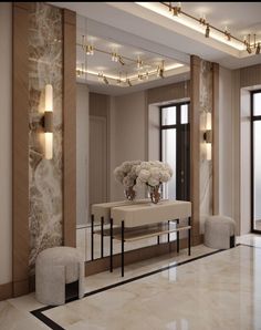 Entrance With Mirror Wall, Living Room Entrance Design, Mirrored Entrance Hall, Luxurious Home Entrance, Entrance Hall Ideas Mirror, Luxury Hallway Ideas, Entrance Hall Mirror Ideas, Hallway Ideas Luxury, Reception Room Ideas Home