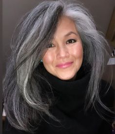 Natural White Hair, Gray Blending, Black And Grey Hair, Dark Grey Hair, Grey Hair Care, Grey Hair Dye