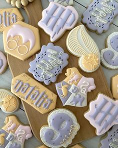 some decorated cookies are sitting on a table