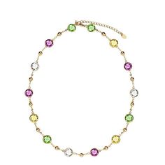 NEOGLORY Women's Fine Fashion Golden Tone Multicolor Necklace Yellow Choker, Colorful Choker, Trinity Necklace, Multicolor Necklace, Choker Chain, Long Necklaces, Hot Jewelry, Swarovski Necklace, Hip Hop Jewelry