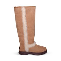 Genuine Shearling Keeps You Extra Warm In This Sunburst Extra Tall Boot. * 13.5" Shaft Height. * Twinface Sheepskin Upper Features Durable Suede Toe And Heel Guard. * Soft Foam Lining For Additional Warmth And Breathability. * Latex And Foam Cushioned Footbed For Premium Snuggly Comfort And Warmth. * Ultra Molded Rubber Lugged Outsole For Traction And Slip Resistance. * Replaceable, Removable And Washable Insole. * Imported. Ugg Sunburst, Chestnut Boots, Koolaburra By Ugg, Tall Boot, Winter Sneakers, Kids Outerwear, Slipper Boots, Kids Boots, Tall Boots