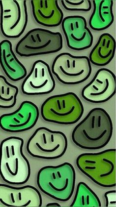 an image of some green and white smiley faces