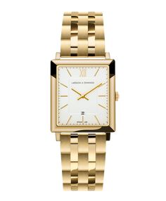 Boyfriend Gold White 40mm - Larsson & Jennings | Official Store | USA Classic Square Watch For Formal Occasions, Classic Square Watches For Formal Occasions, Classic Square Formal Watches, Classic Quartz Watches With Rectangular Dial, Classic Rectangular Dial Quartz Watch, Timeless Everyday Watch With Rectangular Dial, Timeless Rectangular Watch, Classic Rectangular Watch Accessories For Everyday, Timeless Rectangular Watch Accessories For Everyday