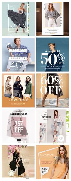 an advert for the fashion store with different styles and colors, including one woman's face