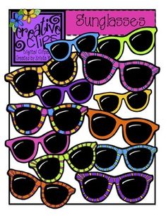 Sunglasses Clipart! Color and black and white included$ from Creative Clips by Krista Wallden :) Hello summer! Emoji Classroom Theme, Sunglasses Clipart, Oakley Sunglasses Women, Emoji Coloring Pages, Creative Clips, Creative Clips Clipart, Oakley Frogskins, Carrera Sunglasses, Sunglasses Store