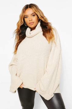 Womens Plus Chunky Turtleneck Oversized Sweater - beige - 24-26 - boohoo Plus You’ll find full on fashion for the fuller figure with the boohoo Plus range. Delivering directional designs for UK sizes 16 to 24, this ultra-flattering collection combines perfectly proportioned fits with statement styles so that you can stay on top of this season’s trends. Chunky Turtleneck, Winter Tees, Carol Tuttle, Everyday Fits, Sweater Chunky, Pull Oversize, Oversized Turtleneck Sweater, Rock Chick, Work Clothing