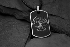 This personalized custom Necklace will be a great gift for the man from your life or for a couple. The Tree of Life pendant can be personalized with the names, coordinates, dates or your short message. ◆ How to personalize ----------------------------- FRONT Engraving: Enter personalization as shown on the 1st photo (names ... or coordinates, dates, short message). Up to 35 characters. Back Engraving (optional): You can add engraving on the backside. For example: I love you (symbol 1). Up to 8 l Black Laser Engraved Jewelry For Personalized Gift, Black Laser Engraved Jewelry For Father's Day, Father's Day Black Laser Engraved Jewelry, Personalized Black Laser Engraved Jewelry, Short Message, The Tree Of Life, Tree Of Life Necklace, Custom Pendants, Tree Of Life Pendant