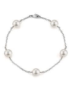 Japanese Akoya White Pearl Tincup Bracelet- Various Sizes Akoya Pearl Necklace, Pearl Bracelets, Pearl Bangle, White Gold Chains, Station Necklace, Akoya Pearls, Pearl Size, Buying Jewelry, Cultured Pearls