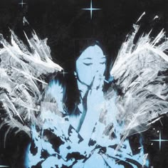 an artistic painting of a woman with wings