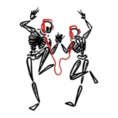 a drawing of two skeletons dancing with each other