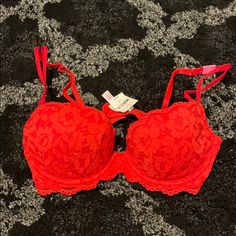 Brand New With Tags Red Lace Bra Size 32c By Pink Coquette Bra, Red Coquette, Red Lace Bra, Place Holder, Cute Bras, Sleep Wear, Bras And Panties, Red Lace, Dream Clothes