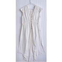 In Excellent Condition. No Flaws. Worn Once, Like Brand New. In Ivory. Size M. Anthropologie Ivory Short Sleeve Button Front Braided Cover Up Dress Features: Super Lightweight Braided Detail Cover Up Dress. 100% Cotton V-Neckline Button Front High Side Slits Detail Short Sleeves Measurements: Bust: 23” Pit To Pit Waist: 18.5” Laid Flat Length: Approx 27” From Shoulder To Hem Bundle And Save! Ships Next Business Day! White Button-up Feminine Dress, Casual White Maxi Dress With Buttons, White Feminine Button-up Dress, Cream Short Sleeve Midi Dress With Buttons, Cream Midi Dress With Buttons And Short Sleeves, Cream Midi Dress With Short Sleeves And Buttons, Casual White Maxi Dress With Button Closure, Cream Buttoned Dress For Daywear, Cream Button Dress For Daywear