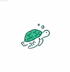 a drawing of a turtle swimming in the water with bubbles coming out of its shell