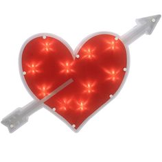 a heart shaped sign with an arrow pointing to the right and two red lights on each side