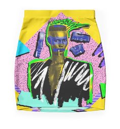 Super stretchy and durable polyester mini skirt. Vibrant, high-quality sublimation print across the front and back. Size range XXS-2XL. 80s retro illustration for Miss Grace. Style Mini Skirt, 80s Style, Retro Illustration, 80s Retro, 80s Fashion, Custom Art, Palm Springs, Sublimation Printing, Springs