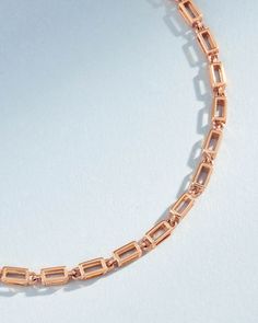 Crafted with 18-karat gold, this block-chain bracelets presents a symphony of four-sided hallow links. Each hollow block interlocks to form a chain that is both lightweight and striking in its thickness. Clean lines make this necklace is a versatile statement piece to wear all day or night. Details 18k yellow gold, rose gold or white gold 7" bracelet inch is adjustable at 6.5" inches 8" inch bracelet is adjustable at 7.5" inches 2.2mm link thickness Ref: GCB132 Block Chain, Chain Bracelets, White Rose Gold, Gold Rose, Clean Lines, Chain Bracelet, Statement Pieces, Yellow Gold, White Gold