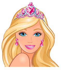 the barbie doll is wearing a tiara with pink jewels on it's head