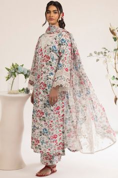 Mohagni PLS-113 Tulip Collection 2024 Original brand suit fabric and photography lite diffrance in actual print. Dresses Chiffon, Beautiful Dress Designs, Lawn Suits, Embroidered Neckline, Suit Fabric, Pakistani Outfits, Dress Design, Wedding Wear, Formal Wear