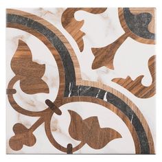 an artistic tile design with wood and marble