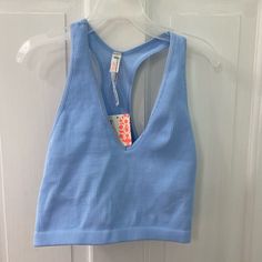 New With Tags Super Cute Ribbed Tank Top Stretchy And Fits Me A Small Seamless Light Blue Crop Top For Spring, Blue Seamless Crop Top For Spring, Blue Ribbed Workout Top, Free People Set, Royal Blue Top, Active Tank Tops, Ribbed Tank Top, Athlete Workout, Free People Movement