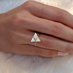 ✦Please contact me if you need MORE QUANTITY of this item. ✦ HOWLITE is a calming stone. ✦ DETAILS ABOUT THIS PAIR: ✧A modern and beautiful white howlite pyramid stone, set on a triangle brass ring/toe ring plated in gold.   ✧One size fits all. ✧Each piece is unique as each stone is different in its natural state. ✧Size: 1.2 x 18mm Open ended ring. Triangle: 11mm Weight: 1.25 gm ✧Materials: Brass, Gold, white Howlite stone ✦PACKAGING: ✧Your order is packed securely in a beautiful box ready to gift out if required. Please inform me if you require separate boxes for orders of more than one item. ✦SHIPPING: ✧Orders are processed and sent out between 1 to 3 days.  ✧I offer a shipping upgrade if required. ✧Thank you for visiting my shop.  ✧Hope you find something you love. ✧You can contact me o Minimalist White Metal Ring, Minimalist White Metal Rings, White Minimalist Midi Rings, Minimalist Metal Promise Ring, Minimalist Nickel-free White Rings, White Symbolic Promise Ring, Symbolic White Promise Ring, Minimalist Metal Crystal Ring For Gift, White Metal Promise Ring