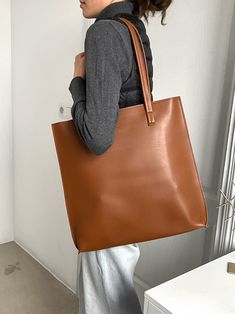 Tote Bag Womeneco Leather Tote Bageco Leather Shopper - Etsy Simple Square Shoulder Bag For Everyday Use, Simple Square Bag For Everyday Use, Everyday Rectangular Faux Leather Bag, Brown Minimalist Square Bags, Brown Square Minimalist Bag, Large Capacity Brown Shoulder Bag, Simple Brown Large Capacity Shoulder Bag, Simple Brown Rectangular Shoulder Bag, Minimalist Brown Square Bag