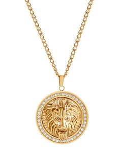 in stock Luxury Necklace, Cabochon Pendant, Mens Luxury, Lion Head, Blackjack, Gold Pendant Necklace, Cubic Zirconia, Lion, Gold Tones