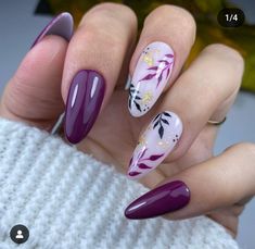 Nail Polish Combinations, Latest Nail Designs, Cute Nail Colors, Fall Gel Nails, Glamour Nails, Almond Acrylic Nails, Autumn Nails, Nail Art Hacks, Fall Nail Designs