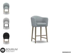 four different types of bar stools with arms and legs, all in various colors