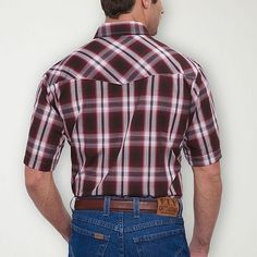 Coming in classic plaid color options with western yokes and pearlized snaps, this Ely Cattleman Western snap up adds some Western flair to any occasion! Arc Rating Type: Not_applicableFeatures: Easy CareArc Thermal Performance Value (atpv): Not_applicableClosure Type: SnapFit: Classic FitNeckline: Collar NeckPockets: 2 Chest Snap PocketsSleeve Length: Short SleeveFiber Content: 65% Polyester, 35% CottonFabric Description: WovenCollar: Spread CollarCare: Machine Wash, Tumble DryCountry of Origi… Fitted Country Style Short Sleeve Tops, Casual Plaid Shirt For Rodeo, Western Style Relaxed Fit Short Sleeve Shirt, Red Western Style Tops For Ranch, Western Style Short Sleeve Relaxed Shirt, Casual Plaid Tops For Rodeo, Relaxed Fit Short Sleeve Western Shirt, Western Short Sleeve Shirt With Button Closure, Fitted Western Plaid Tops