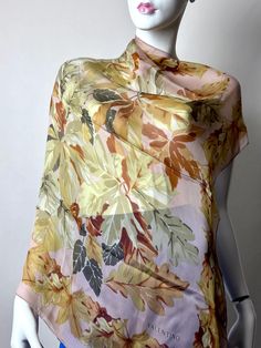 Caryatid Vintage Valentino Silk Scarf 90s Floral Leaves Muted Warm Tones Pink Green Brown Sheer Hand Rolled Edges. 34"x34" 100% Silk Made In Italy Preowned Vintage Condition. Shows Signs Of Lite To Mild Vintage Wear. A Lite Snag Developed. Good Vintage Condition. Valentino Silk, Vintage Valentino, 90s Floral, Floral Leaves, Hand Roll, Vintage Wear, Green Brown, Green And Brown, Silk Scarf