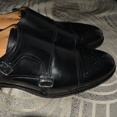 For Sale Is A Pair Of Black Mercanti Forentini Double Monk Strap Shoes In Size 11.5m. New, Never Worn. Toe And Heel Plates Installed. Made In Italy. Black Brogue Detailed Monk Strap Closed Toe Shoes, Black Monk Strap Shoes With Brogue Detailing For Galas, Black Slip-on Monk Strap Shoes With Plain Toe, Black Cap Toe Monk Strap Shoes For Office, Black Slip-on Monk Strap Shoes With Closed Toe, Formal Monk Strap Shoes With Round Toe, Black Flat Heel Dress Shoes For Semi-formal Occasions, Black Cap Toe Monk Strap Shoes With Branded Insole, Black Monk Strap Shoes With Round Toe