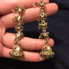 Long Cute Indian Earring Jhumkay Nwot. About 2 Inches Long Vintage Jhumkas For Wedding, Elegant Metal Jhumkas For Festival, Elegant Dangle Jhumkas For Festivals, Wedding Brides, Indian Earrings, Wedding Bride, Indian Fashion, Jewelry Earrings, Womens Sizes