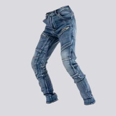 Discover the vintage moto style of 2023 Autumn Collection with our men's motorcycle jeans! Featuring slim, sanded, patchwork, protective knee-pads, mid-waist, zipper & button closure and kevlar details, these jeans elevate your wardrobe to a whole new level of coolness and comfort. Experience an irresistible mix of vintage charm and modern fashion with an edgy twist!Why You'll Fall In Love: Vintage Charm: A timeless classic, these jeans combine vintage style with a contemporary edge. Slim Fit: C Biker Jeans For Biker Events, Biker Style Denim Jeans For Biker Events, White Forces, Motorcycle Jeans, Autumn Collection, Moto Style, Love Vintage, 2023 Autumn, Knee Pads