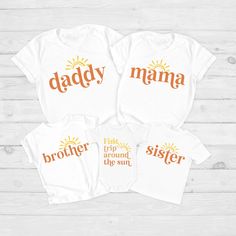 Celebrate your little one's first trip around the sun with our adorable Boho Sunshine Birthday Shirt! Perfect for creating unforgettable memories, these matching family shirts are designed with a cheerful sun motif to bring warmth and joy to your special day. Whether it's for the birthday star, mommy, daddy, or the whole family, our shirts are made from high-quality, soft, and comfortable fabric to ensure everyone enjoys the celebration in style. The unique boho-inspired design adds a touch of c Boho Sunshine, Sun Birthday, Sun Motif, First Trip Around The Sun, Outfit Boho, Matching Family Shirts, Sunshine Birthday, Birthday Star, Text Shirt