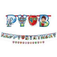 a happy birthday banner with toy story characters