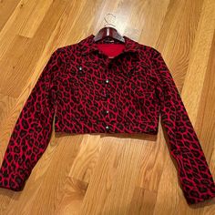 Jean Jacket Cheetah Print. New. Trendy Fitted Leopard Print Outerwear, Fitted Leopard Print Long Sleeve Outerwear, Red Cheetah Print, Cheetah Print Jacket, Fashion Nova Jackets, Thrift Finds, Print Jacket, Cheetah Print, Jean Coat