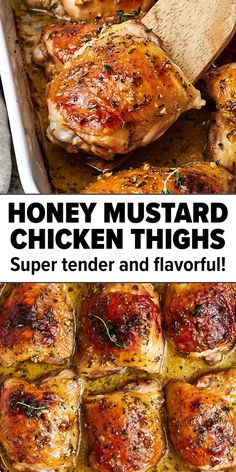 Honey mustard chicken thighs Baked Honey Mustard Chicken, Honey Mustard Chicken Thighs, Mustard Chicken Thighs, Honey Mustard Chicken, Chicken Thigh Recipes Baked, Mustard Chicken, Fantasy Homes, Idee Pasto Sano