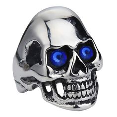 Fan of biker, gothic, punk, or rock looks ? then this skull ring is for you. it was designed differently to make it an original piece. Welcome ladies and gents if you’re looking for a new ring to be your new everyday companion then this skull ring with red eyes is perfect for the job, it has a very simple design with a smooth silver band and a well-sculpted skull as the ring’s head with very nice carvings giving it a little 3D effect on the teeth and jaw and a pair of beautiful shiny eyes that c Skull Wedding Ring, Skull Engagement Ring, Shiny Eyes, Skull Wedding, Mens Rings Fashion, Ring Fashion, Men Ring, Gothic Punk, Rings For Girls