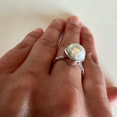 Silver Ring With White Pearl. Size 7. Brand New. White Pearl Ring With Round Band For Formal Occasion, Formal White Pearl Ring With Round Band, Elegant White Crystal Metal Ring, Minimalist White Metal Ring, Minimalist White Metal Rings, White Round Dome Ring For Anniversary, White Round Band Jewelry For Formal Occasions, Modern White Crystal Ring Gift, Classic White Dome Ring For Wedding