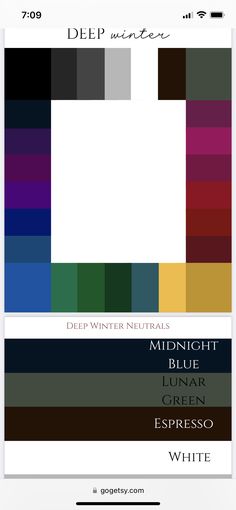 the color scheme for deep winter