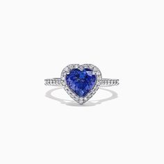 Effy Tanzanite Royale 14K White Gold Tanzanite and Diamond Heart Ring, 2.38 TCW Heart Cut Tanzanite Jewelry For Anniversary, Tanzanite Trillion Cut Ring For Anniversary, Trillion Cut Tanzanite Ring For Anniversary, Formal Sapphire Heart-shaped Rings, Heart Shaped Sapphire Rings For Formal Occasions, Formal Heart Cut Heart Ring With Halo Setting, Elegant Heart Shaped Sapphire Ring For Formal Occasions, Formal Heart Cut Sapphire Rings, Formal Sapphire Ring With Brilliant Heart Cut