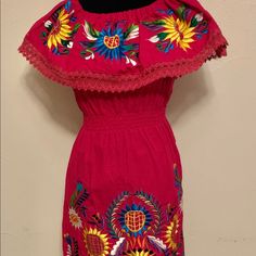 Authentic Mexican Embroidered Dress Multicolor Embroidered Floral Mini Dress, Multicolor Embroidered Floral Print Mini Dress, Spring Multicolor Embroidered Dress With Neckline Detail, Casual Dress With Multicolor Embroidered Hem, Casual Dress With Multicolor Embroidery And Embroidered Hem, Spring Dresses With Multicolor Embroidered Neckline, Spring Dresses With Multicolor Embroidery, Short Sleeve Embroidered Dress With Geometric Embroidery, Fitted Summer Dress With Tonal Embroidery