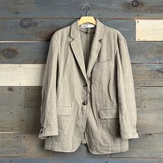 New Without Tag Size: S Color: Taupe Linen Cotton Blend Lapel Collar Long Sleeves Two Button Closure Work, Business, Career, Office, Casual, Dressy, Daily, Essential, Minimalist Classic Blazer With Buttoned Pockets And Relaxed Fit, Classic Linen Outerwear With Buttoned Pockets, Classic Spring Blazer With Buttoned Pockets, Spring Khaki Blazer With Buttoned Pockets, Khaki Blazer With Buttoned Pockets For Work, Beige Blazer With Buttoned Pockets For Work, Classic Button-up Blazer For Everyday, Classic Linen Outerwear For Everyday, Classic Everyday Linen Outerwear