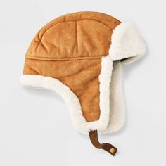 Treat your head to the warmth and style of this Polyester Faux Suede Faux Fur Trapper Hat from Goodfellow & Co™. Made from a heavyweight woven fabric and filling, this lined faux fur trapper hat offers your head and ears all-day cozy comfort. Designed with a back hook-and-loop fastener for a secure fit, it makes a standout addition to your collection of winterwear. Goodfellow & Co™: Feel good in what you wear, anywhere. Windproof Cap For Fall, Windproof Brimmed Hats For Fall, Windproof Hats With Ear Flaps For Fall, Winter Cap With Plush Lining, Adjustable Brown Hat With Fleece Lining, Adjustable Ear Flap Hat For Fall, Adjustable Fall Hat With Ear Flaps, Casual Faux Fur Winter Hat, Adjustable Ear Flaps Hat For Fall